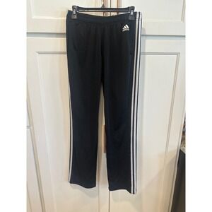 Adidas women's Track Pants Black White 3 Stripe Logo Athletic Size M